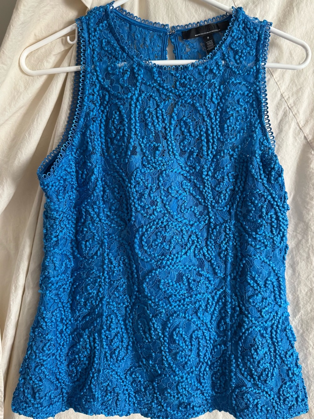 White House Black Market Electric Cobalt Blue Crochet Dressy Tank